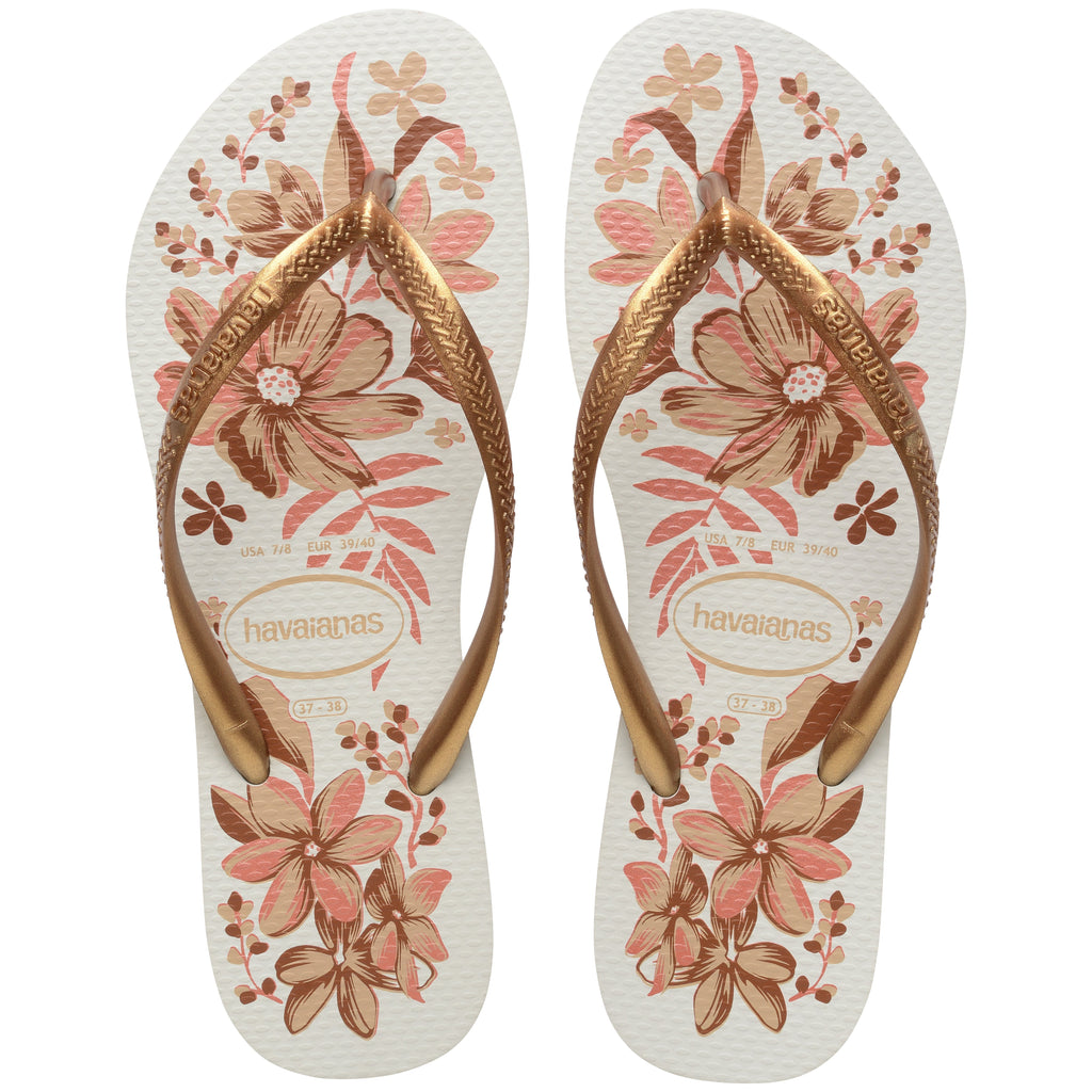 Women's Slim Organic Flip Flops - White/Golden